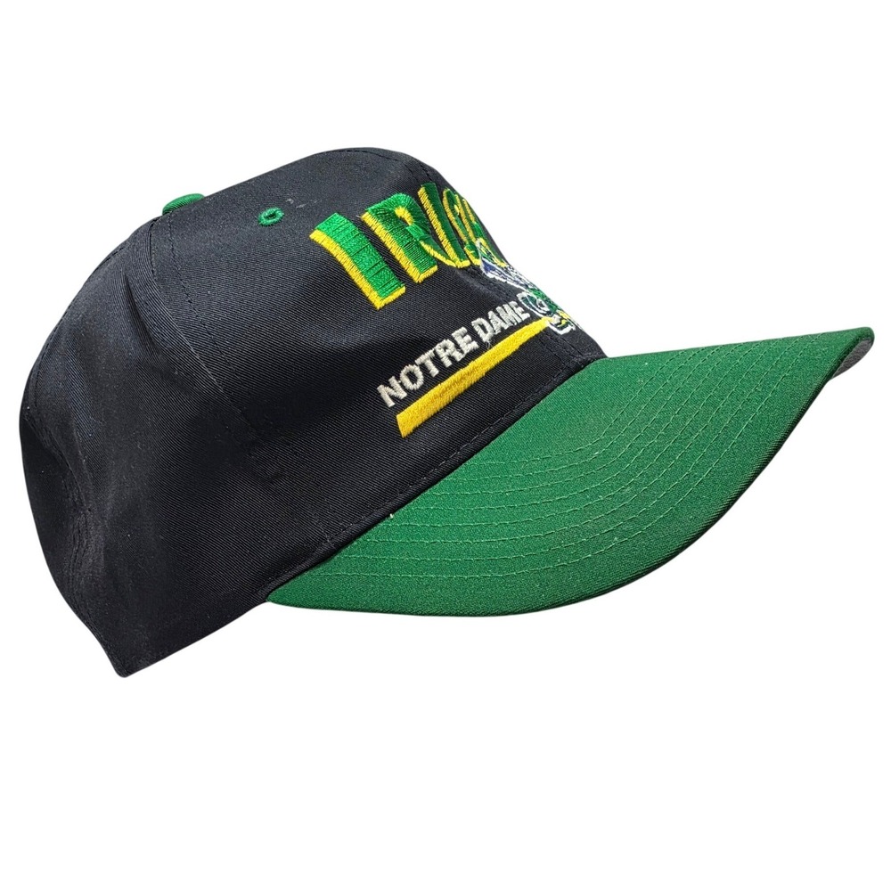 Vintage Notre Dame Fighting Irish Twins Enterprise Snapback Hat Navy Green